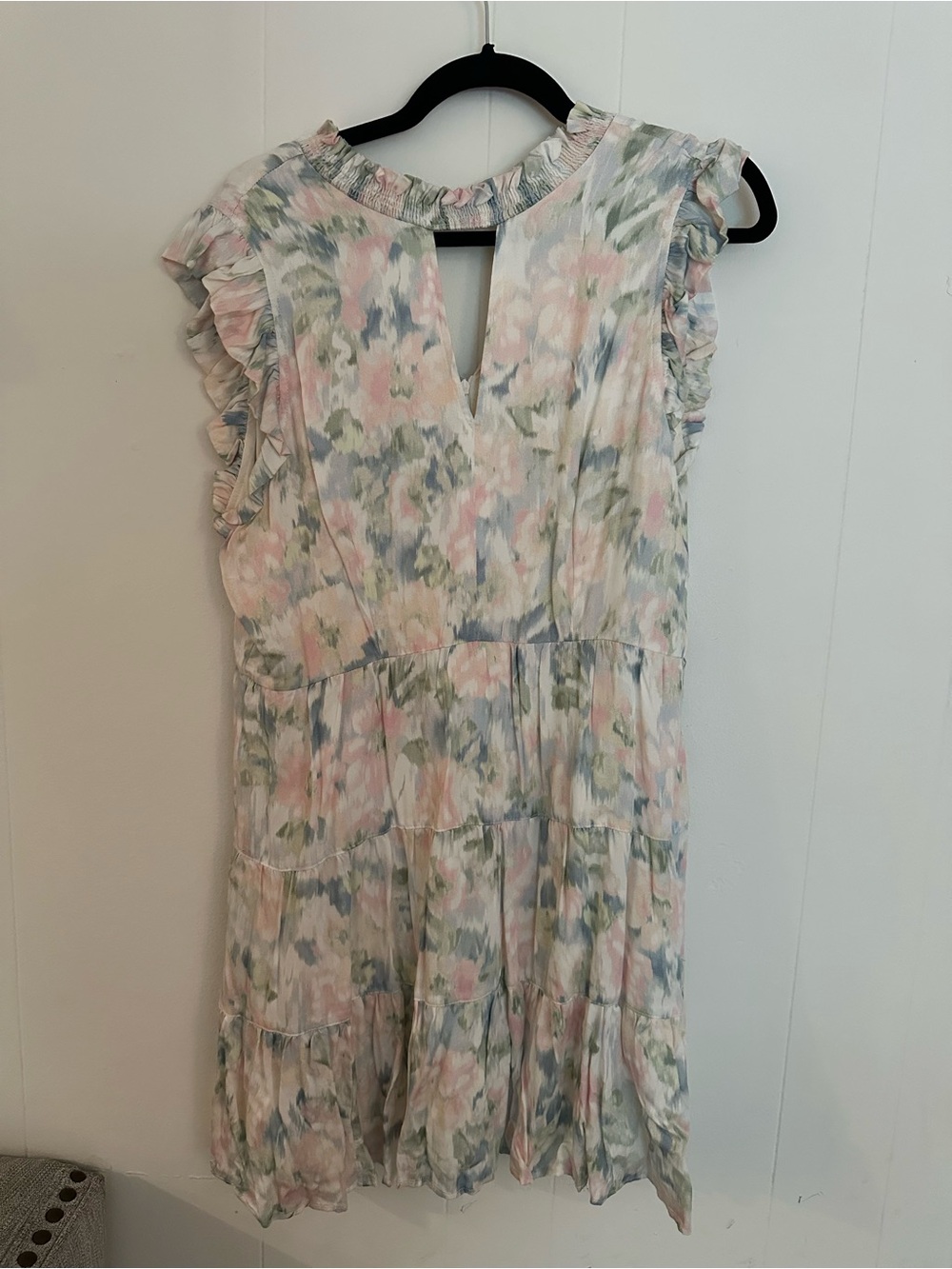 Fate Pastel Floral Ruffle Dress in Pink, Sage & Blue